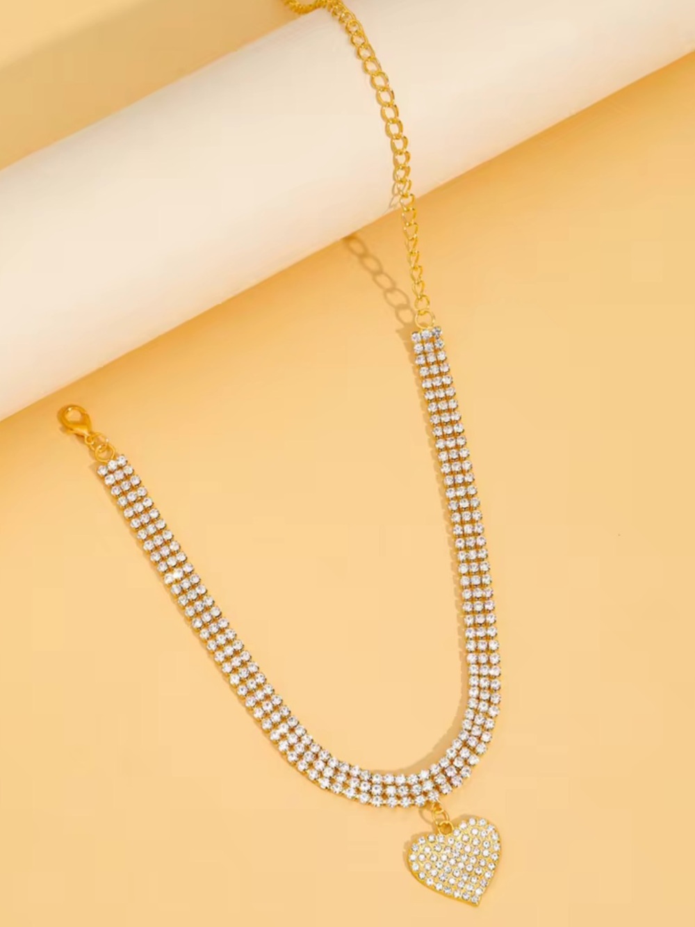 Macy's Gold-Tone Crystal Heart Tennis Necklace